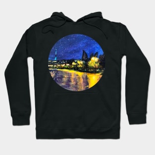 baku night boulevard scene, night walk in baku azerbaijan Hoodie